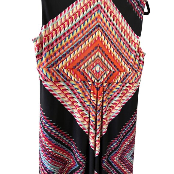Chicos Geometric Print Sleeveless Maxi Dress 2 Draped Neckline Colorful Tribal - Picture 7 of 16